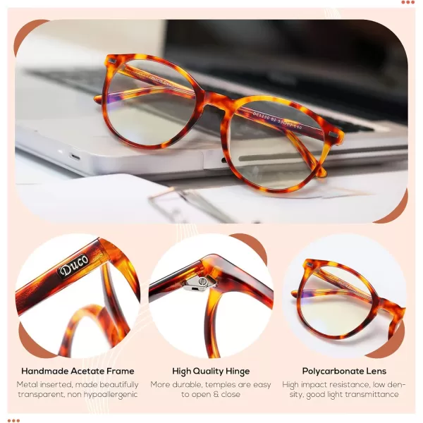 DUCO Blue Light Glasses for Women Men Computer Gaming Glasses for Teens Anti Eyestrain Reading Eyeglasses 1230Brown Tortoise