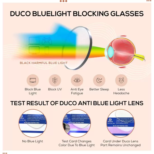 DUCO Blue Light Glasses for Women Men Computer Gaming Glasses for Teens Anti Eyestrain Reading Eyeglasses 1230Brown Tortoise