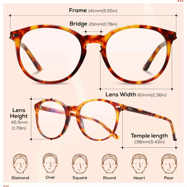 DUCO Blue Light Glasses for Women Men Computer Gaming Glasses for Teens Anti Eyestrain Reading Eyeglasses 1230Brown Tortoise