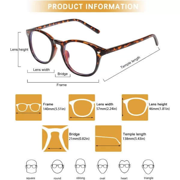 DUCO Blue Light Glasses for Women Men Computer Gaming Glasses for Teens Anti Eyestrain Reading Eyeglasses 1230Tortoise