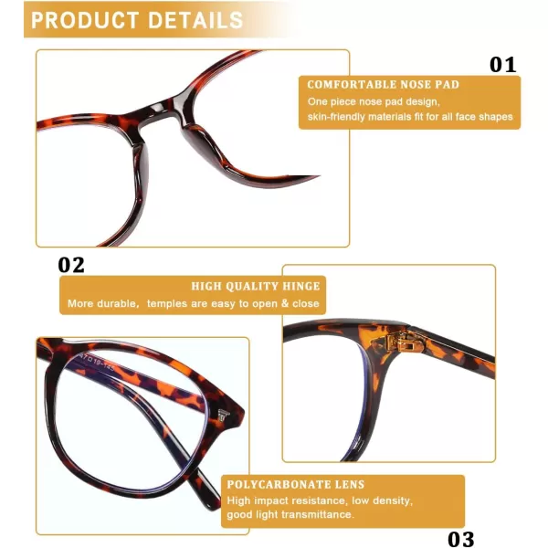 DUCO Blue Light Glasses for Women Men Computer Gaming Glasses for Teens Anti Eyestrain Reading Eyeglasses 1230Tortoise