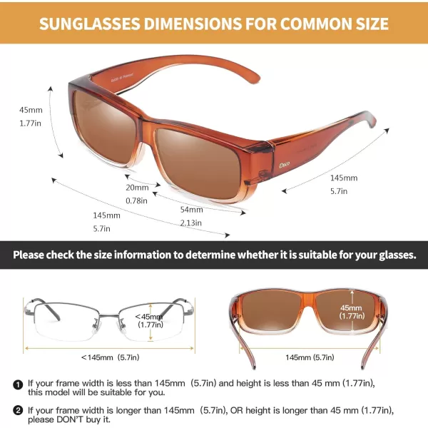 DUCO Fit Over Glasses Unisex Wraparound Polarized Sunglasses for Men Women Anti Glare Wear Over Glasses 8956Common Brown Frame Brown Lens
