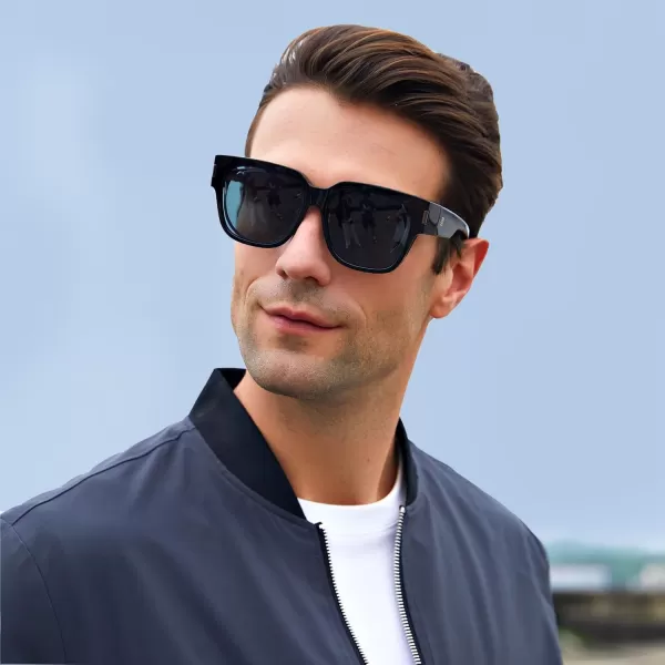 DUCO Fit Over Sunglasses Wraparound Sunglasses Polarized Over Glasses Sunglasses For Men Women UV Protection DC8970Black Frame Grey Lens