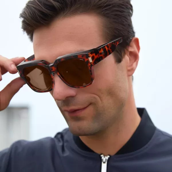DUCO Fit Over Sunglasses Wraparound Sunglasses Polarized Over Glasses Sunglasses For Men Women UV Protection DC8970Tortoise Frame Brown Lens