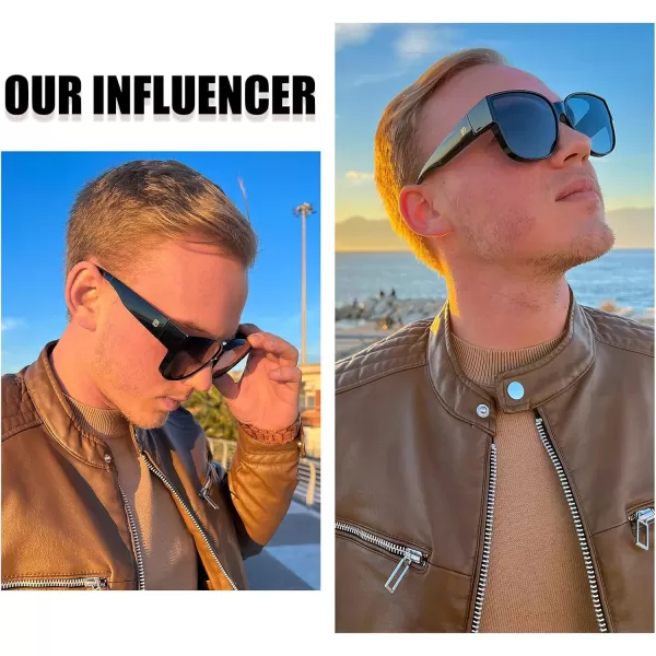 DUCO Fit Over Sunglasses for Men Women Wear Over Glasses Retro Wrap Around Polarized Sun Glasses UV400 ProtectionAblack Frame Grey Lens
