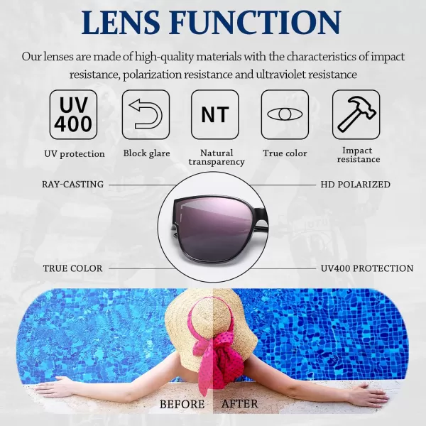 DUCO Fit Over Sunglasses for Men Women Wear Over Glasses Retro Wrap Around Polarized Sun Glasses UV400 ProtectionAblack Frame Revo Pink Lens