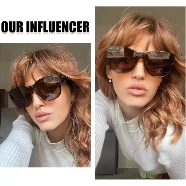 DUCO Fit Over Sunglasses for Men Women Wear Over Glasses Retro Wrap Around Polarized Sun Glasses UV400 ProtectionAtortoise Frame Brown Lens