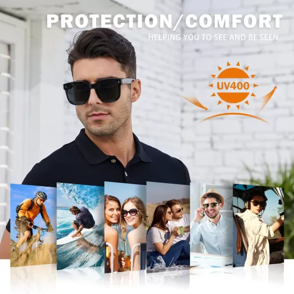 DUCO Fit Over Sunglasses for Men Women Wear Over Glasses Retro Wrap Around Polarized Sun Glasses UV400 ProtectionBblack Frame Grey Lens