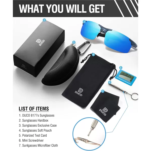 DUCO Mens Sports Polarized Sunglasses UV Protection Sunglasses for Men 8177s