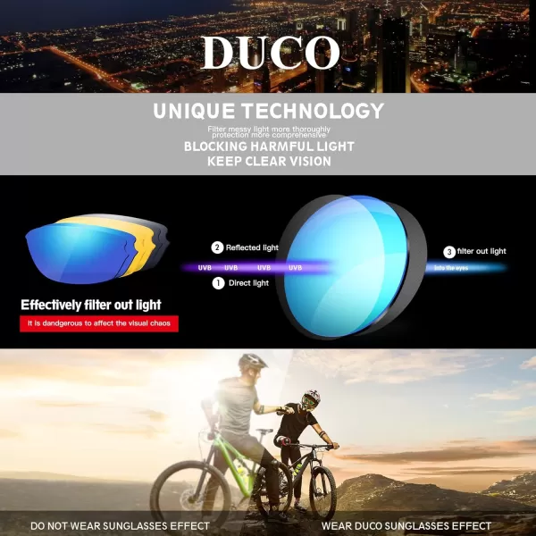 DUCO Polarized Sports Sunglasses with 5 Interchangeable Lenses for Men Women Cycling Running Driving Fishing Glasses