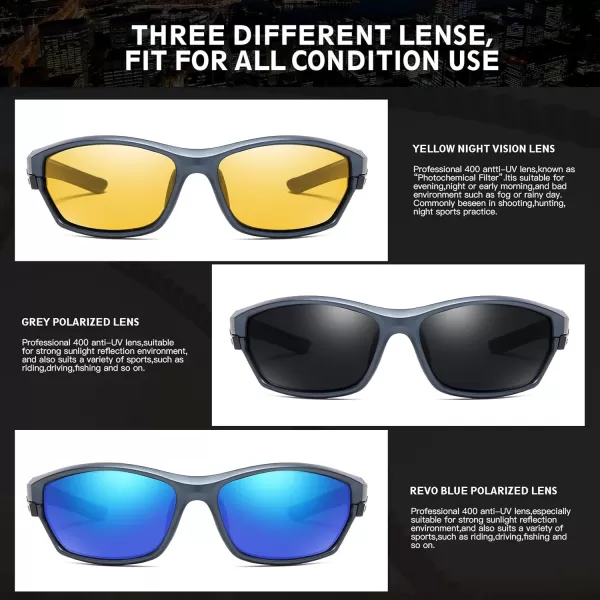 DUCO Polarized Sports Sunglasses with 5 Interchangeable Lenses for Men Women Cycling Running Driving Fishing Glasses