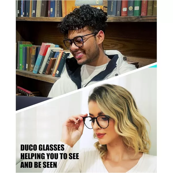 DUCO Retro Round Blue Light Glasses For Men Women Blue Ray Blocking Glasses Computer Gaming Glasses Nylon Lens Acetate Frame Brown 8301Brown