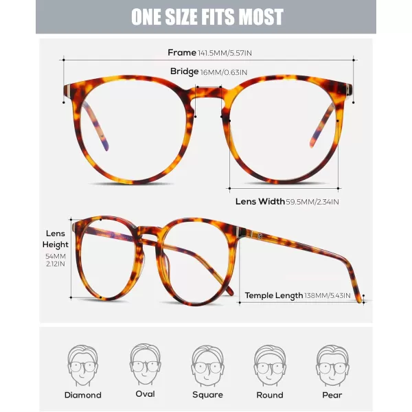DUCO Retro Round Blue Light Glasses For Men Women Blue Ray Blocking Glasses Computer Gaming Glasses Nylon Lens Acetate Frame Brown 8301Brown Tortoise