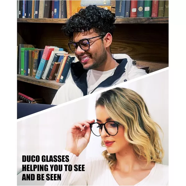 DUCO Retro Round Blue Light Glasses For Men Women Blue Ray Blocking Glasses Computer Gaming Glasses Nylon Lens Acetate Frame Brown 8301Colorful
