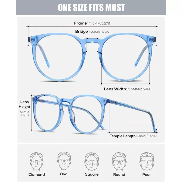 DUCO Retro Round Blue Light Glasses For Men Women Blue Ray Blocking Glasses Computer Gaming Glasses Nylon Lens Acetate Frame Brown 8301Transparent Blue