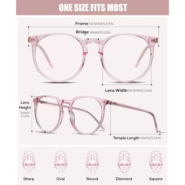 DUCO Retro Round Blue Light Glasses For Men Women Blue Ray Blocking Glasses Computer Gaming Glasses Nylon Lens Acetate Frame Brown 8301Transparent Pink