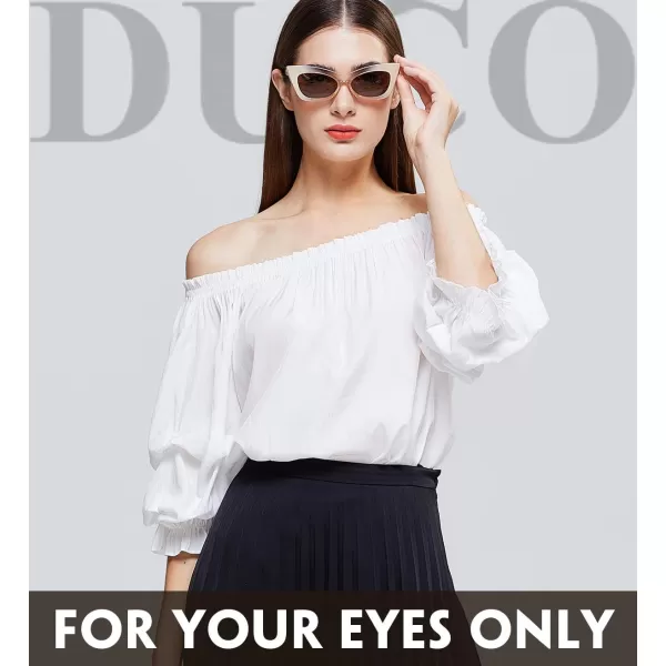 DUCO Small Cat Eye Sunglasses for Women Retro Polarized Narrow Sun Glasses W005ChampagneBrown