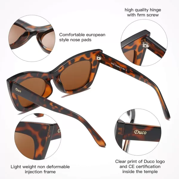 DUCO Small Cat Eye Sunglasses for Women Retro Polarized Narrow Sun Glasses W005TortoiseBrown