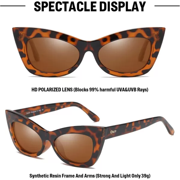 DUCO Small Cat Eye Sunglasses for Women Retro Polarized Narrow Sun Glasses W005TortoiseBrown
