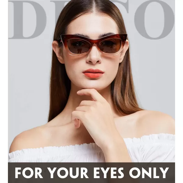 DUCO Small Cat Eye Sunglasses for Women Retro Polarized Narrow Sun Glasses W005TortoiseBrown