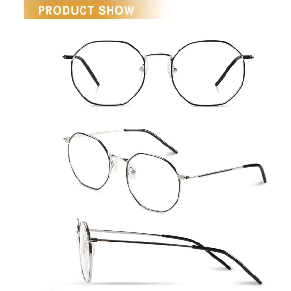 DUCO Small Round Blue Light Glasses For Women Men Blue Ray Blocking Glasses 8215309silver