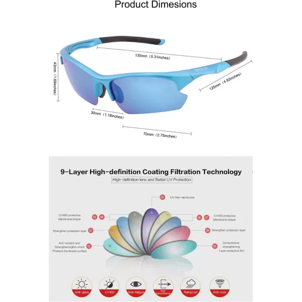 DUCO Sports Sunglasses for Cycling Fishing Golf TR90 Unbreakable Frame