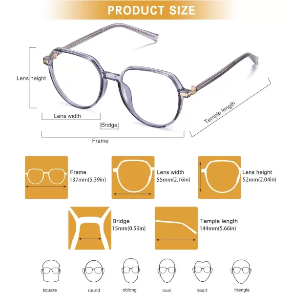DUCO Superlight Blue Light Blocking Computer Gaming Glasses for Women 5215Grey