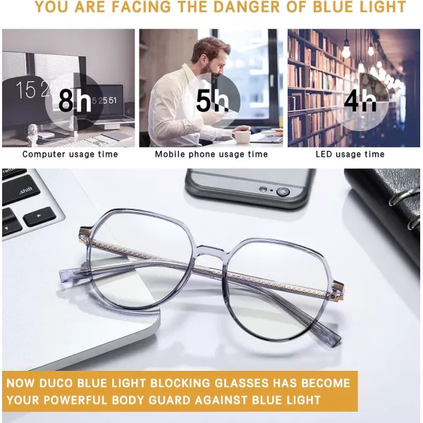 DUCO Superlight Blue Light Blocking Computer Gaming Glasses for Women 5215Grey