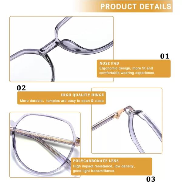 DUCO Superlight Blue Light Blocking Computer Gaming Glasses for Women 5215Grey