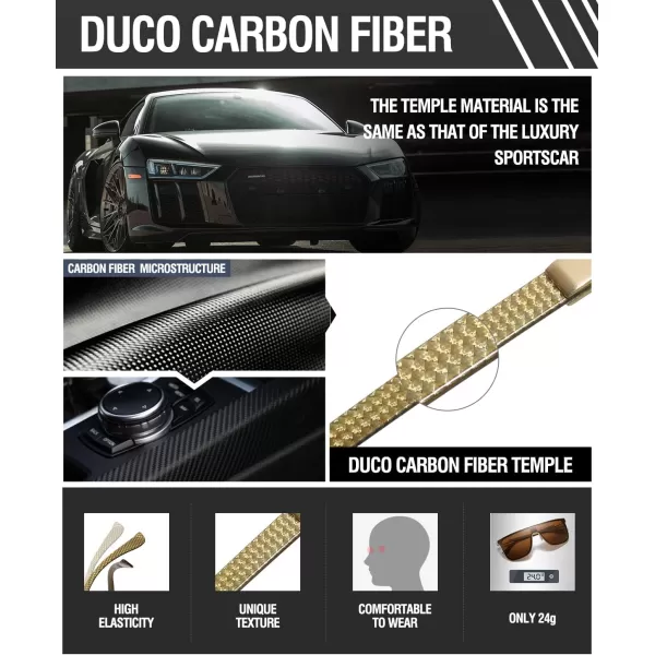 DUCO Trendy Square Sunglasses for Men Women Flat Top Shield Shades Oversized Carbon Fiber Polarized Sun Glasses DC8209