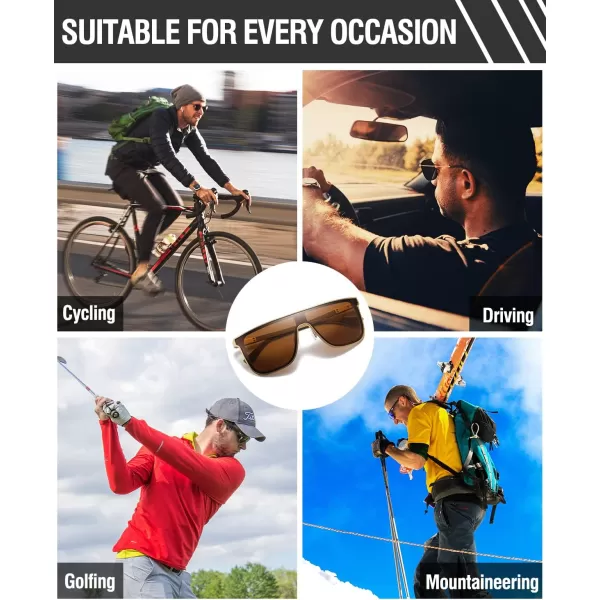 DUCO Trendy Square Sunglasses for Men Women Flat Top Shield Shades Oversized Carbon Fiber Polarized Sun Glasses DC8209