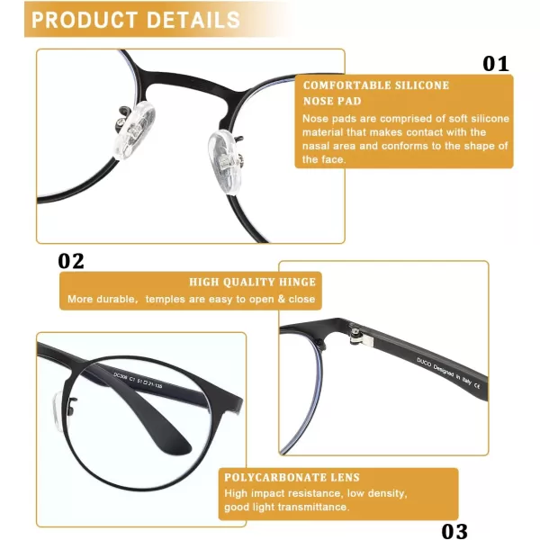 DUCO Unisex Anti Eyestrain Blue Light Blocking Glasses Anti Blue Ray Computer Reading Gaming Glasses DC308Black