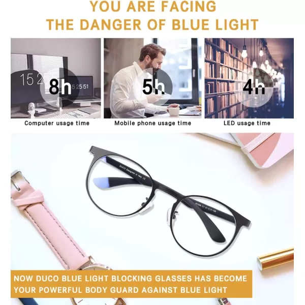 DUCO Unisex Anti Eyestrain Blue Light Blocking Glasses Anti Blue Ray Computer Reading Gaming Glasses DC308Black