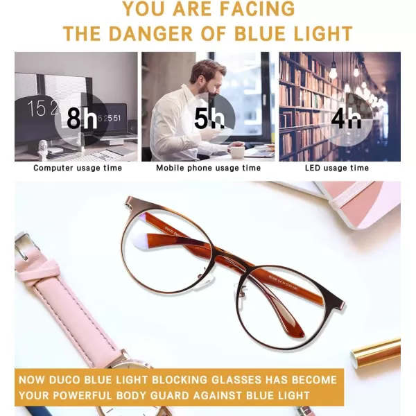 DUCO Unisex Anti Eyestrain Blue Light Blocking Glasses Anti Blue Ray Computer Reading Gaming Glasses DC308Brown