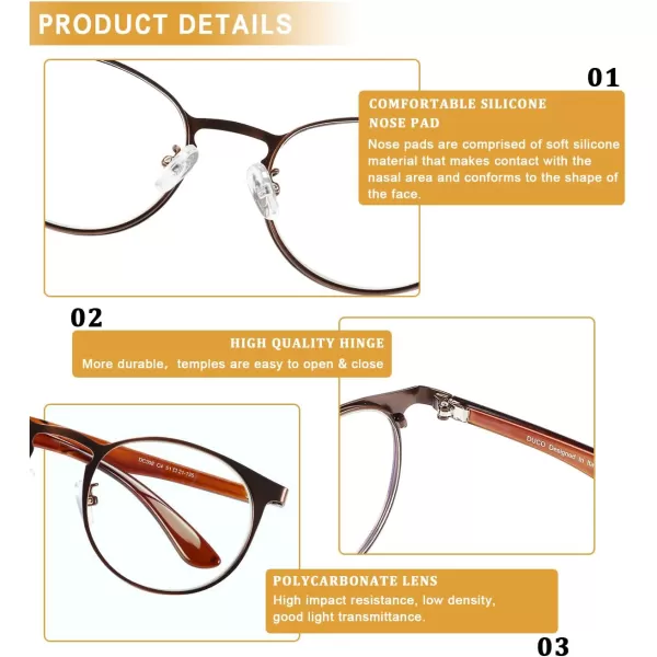 DUCO Unisex Anti Eyestrain Blue Light Blocking Glasses Anti Blue Ray Computer Reading Gaming Glasses DC308Brown