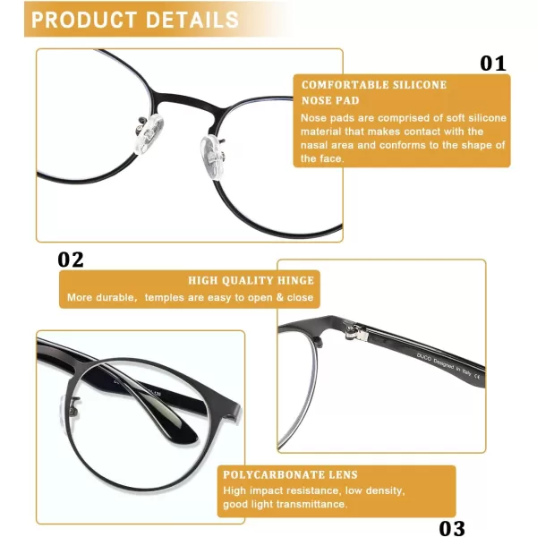 DUCO Unisex Anti Eyestrain Blue Light Blocking Glasses Anti Blue Ray Computer Reading Gaming Glasses DC308Gunmetal