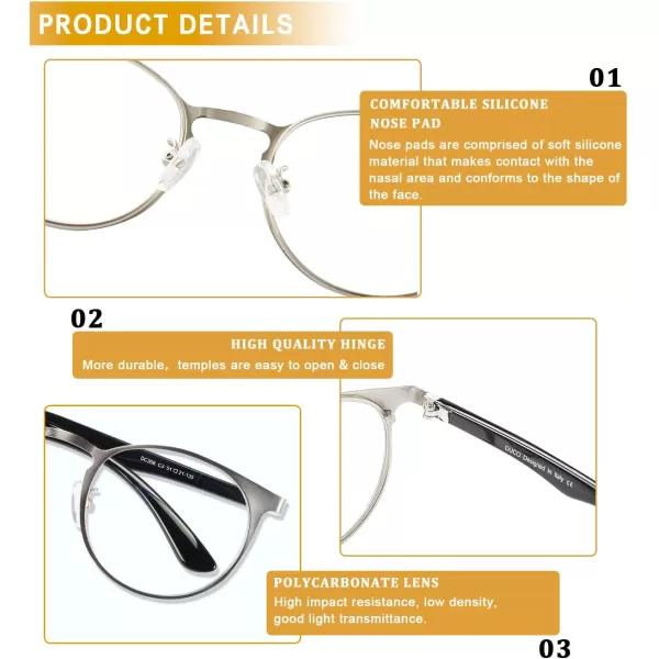 DUCO Unisex Anti Eyestrain Blue Light Blocking Glasses Anti Blue Ray Computer Reading Gaming Glasses DC308Silver
