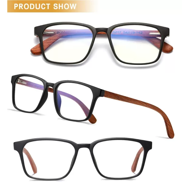 DUCO Wooden Computer Blue Light Blocking Glasses for Men Women Reading Gaming TV Phones U400 LensDC5212C1 Matte Black
