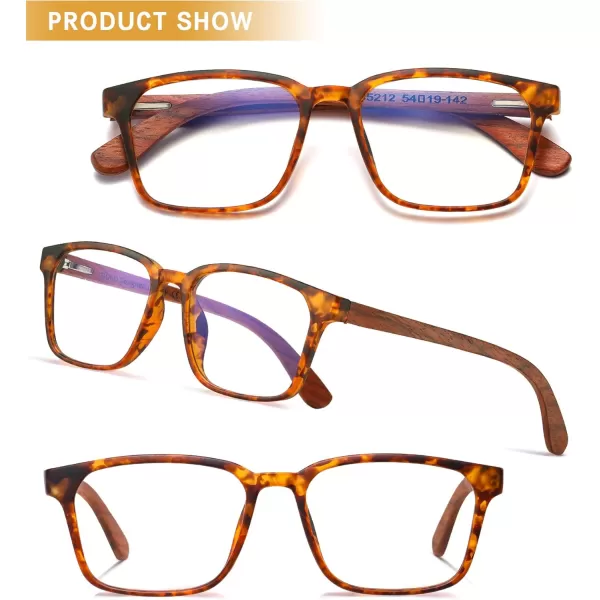 DUCO Wooden Computer Blue Light Blocking Glasses for Men Women Reading Gaming TV Phones U400 LensDC5212C3 Tortoise