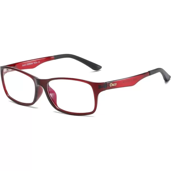 DUCO Blue Light Blocking Computer Reading and Gaming Eyewear GlassesAnti Blue Light 100 UV Protection DC223Wine Red