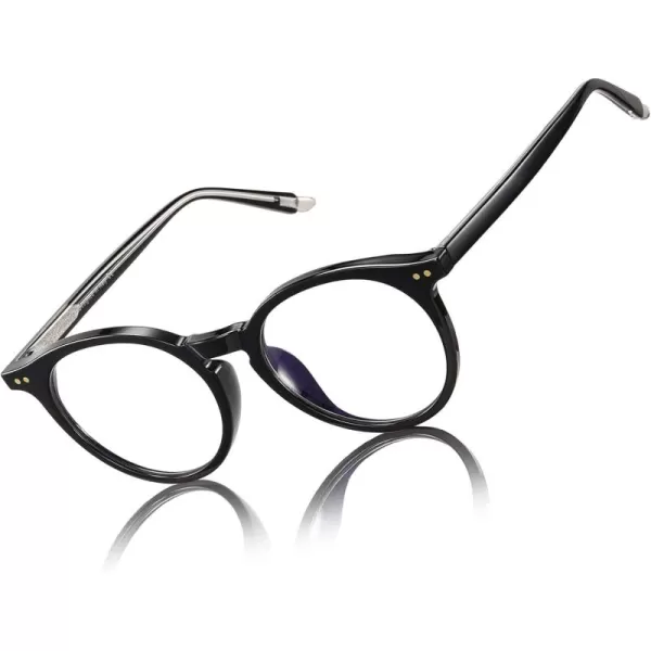DUCO Blue Light Glasses for Men Women Blue Ray Blocking Glasses Computer Gaming Glasses Retro Round Eyeglasses Frame 5217Black