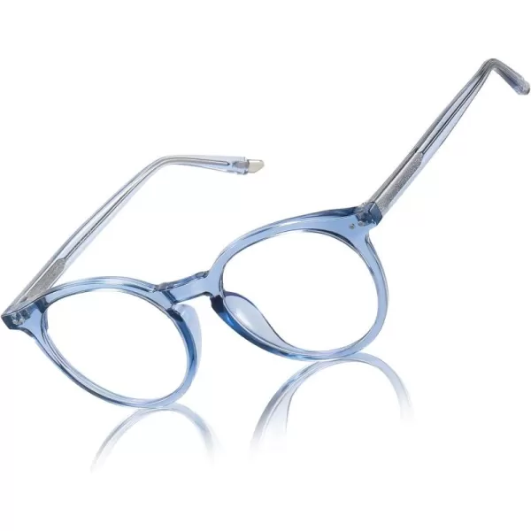 DUCO Blue Light Glasses for Men Women Blue Ray Blocking Glasses Computer Gaming Glasses Retro Round Eyeglasses Frame 5217Blue