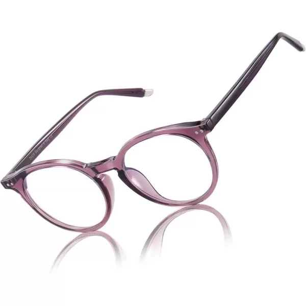 DUCO Blue Light Glasses for Men Women Blue Ray Blocking Glasses Computer Gaming Glasses Retro Round Eyeglasses Frame 5217Purple
