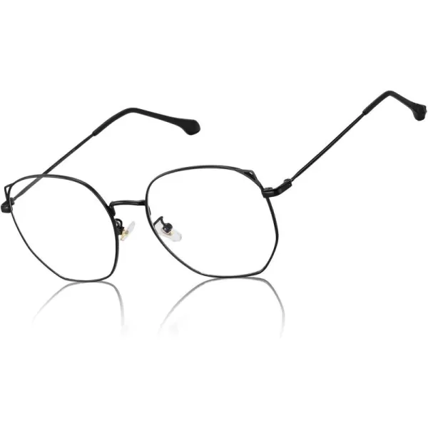 DUCO Blue Light Glasses for Women Men Computer Blue Ray Blocking Glasses Cute Retro Round Eyeglasses Frame 8217Black