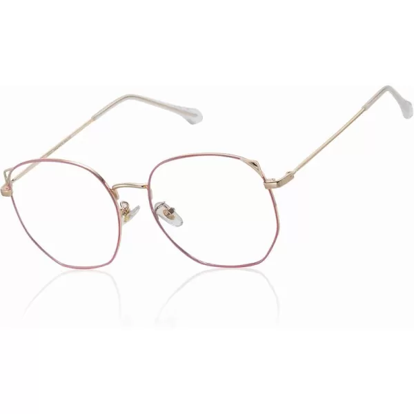 DUCO Blue Light Glasses for Women Men Computer Blue Ray Blocking Glasses Cute Retro Round Eyeglasses Frame 8217Pink