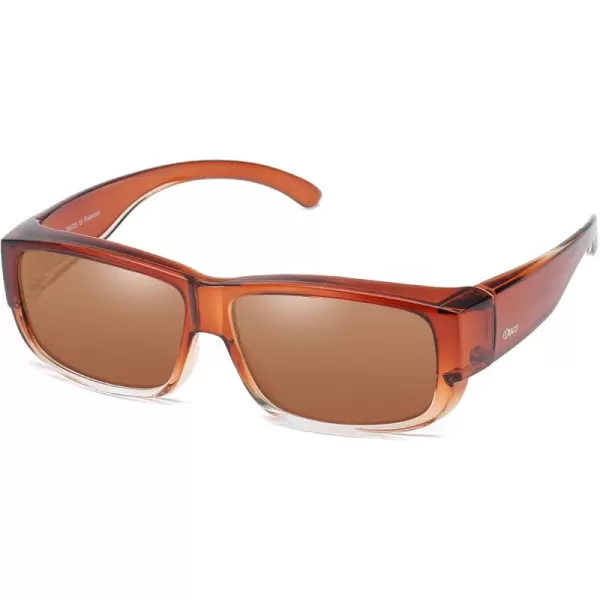 DUCO Fit Over Glasses Unisex Wraparound Polarized Sunglasses for Men Women Anti Glare Wear Over Glasses 8956Common Brown Frame Brown Lens