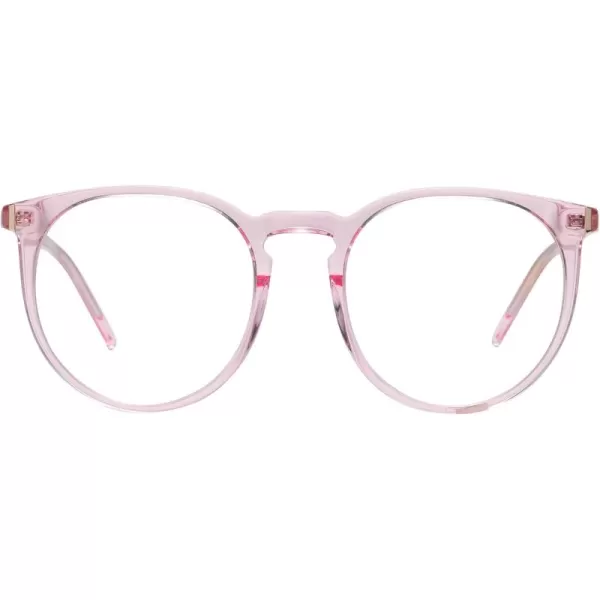 DUCO Retro Round Blue Light Glasses For Men Women Blue Ray Blocking Glasses Computer Gaming Glasses Nylon Lens Acetate Frame Brown 8301Transparent Pink