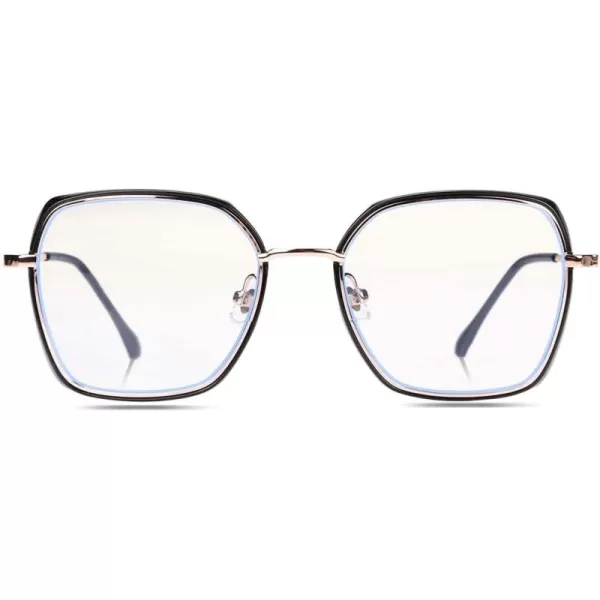 DUCO Retro Square Blue Light Glasses for Women Oversized Blue Ray Blocking Glasses Computer Glasses Teens Fashion Eyeglasses Balck W020