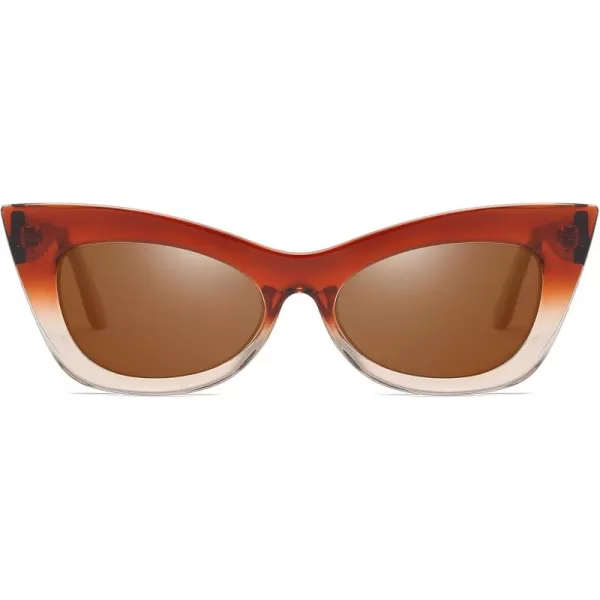DUCO Small Cat Eye Sunglasses for Women Retro Polarized Narrow Sun Glasses W005BrownBrown