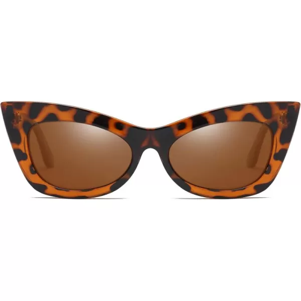 DUCO Small Cat Eye Sunglasses for Women Retro Polarized Narrow Sun Glasses W005TortoiseBrown